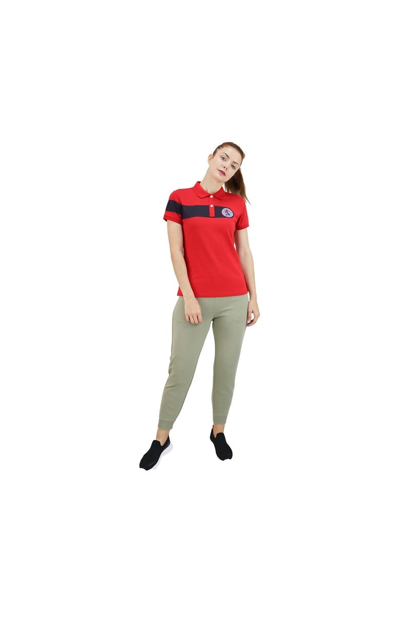 GIORDANO Women's Red Polo Shirt with Embroidered Detail - Image 2